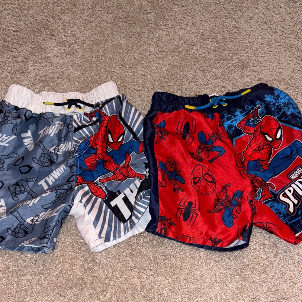 Marvel Kids Swim Trunks - Red and Blue Spider-Man Design Size 6